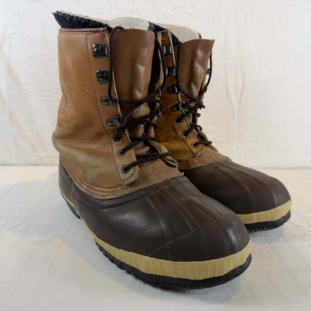 vintage Sorel Kaufman waterproof winter duck boots size 10 tan leather